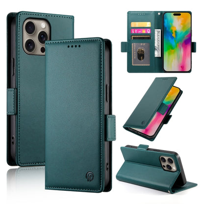 For iPhone 16 Pro Max Side Buckle Magnetic Frosted Leather Phone Case(Dark Green) by buy2fix
