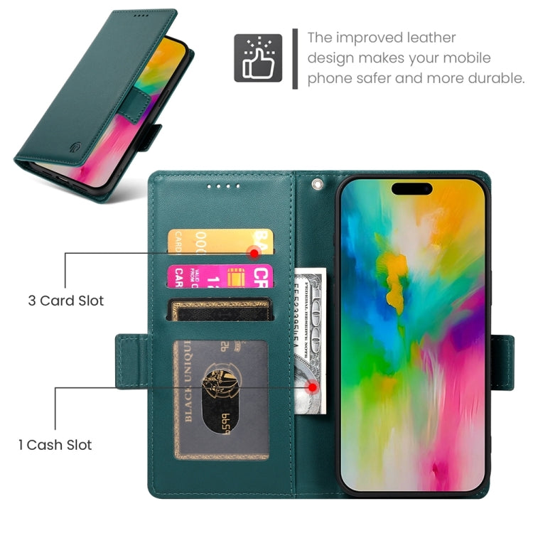 For iPhone 16 Pro Max Side Buckle Magnetic Frosted Leather Phone Case(Dark Green) by buy2fix