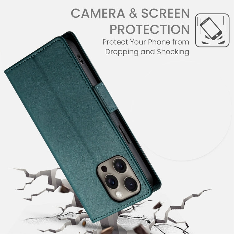 For iPhone 16 Pro Max Side Buckle Magnetic Frosted Leather Phone Case(Dark Green) by buy2fix