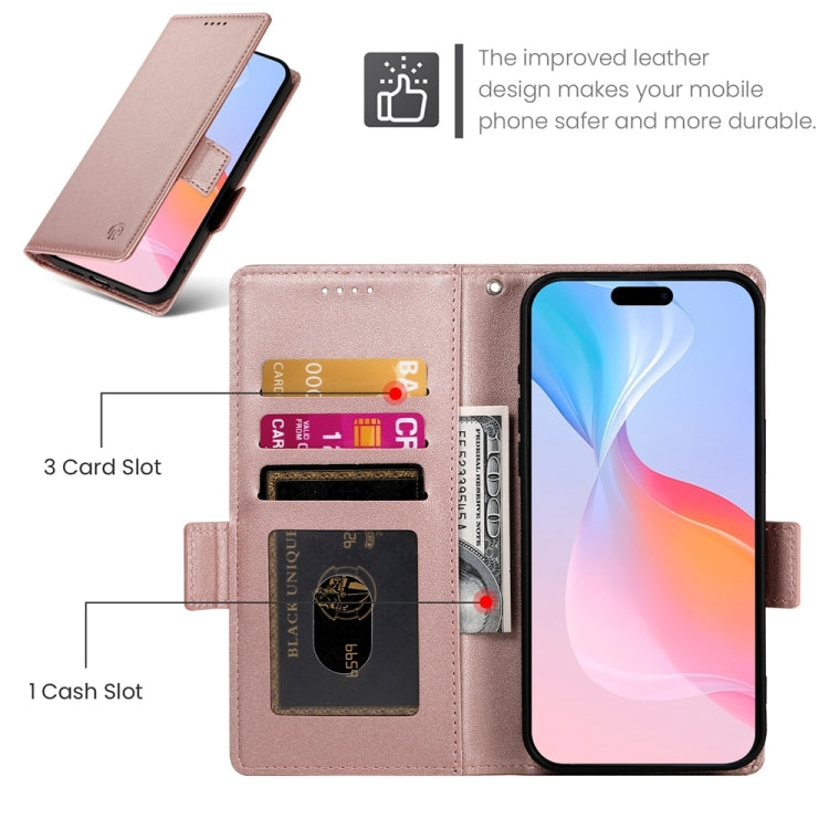 For iPhone 16 Pro Side Buckle Magnetic Frosted Leather Phone Case(Rose Gold) - iPhone 16 Pro Cases by buy2fix | Online Shopping UK | buy2fix