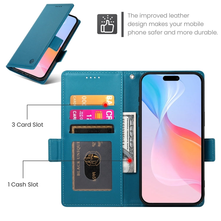 For iPhone 16 Pro Side Buckle Magnetic Frosted Leather Phone Case(Blue) - iPhone 16 Pro Cases by buy2fix | Online Shopping UK | buy2fix