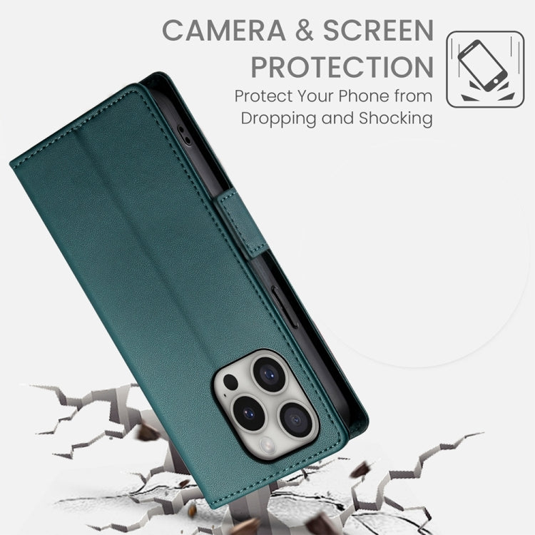 For iPhone 16 Pro Side Buckle Magnetic Frosted Leather Phone Case(Dark Green) - iPhone 16 Pro Cases by buy2fix | Online Shopping UK | buy2fix