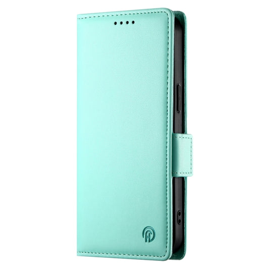 For iPhone 16 Plus Side Buckle Magnetic Frosted Leather Phone Case(Mint Green) by buy2fix