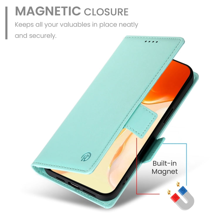 For iPhone 16 Plus Side Buckle Magnetic Frosted Leather Phone Case(Mint Green) - iPhone 16 Plus Cases by buy2fix | Online Shopping UK | buy2fix