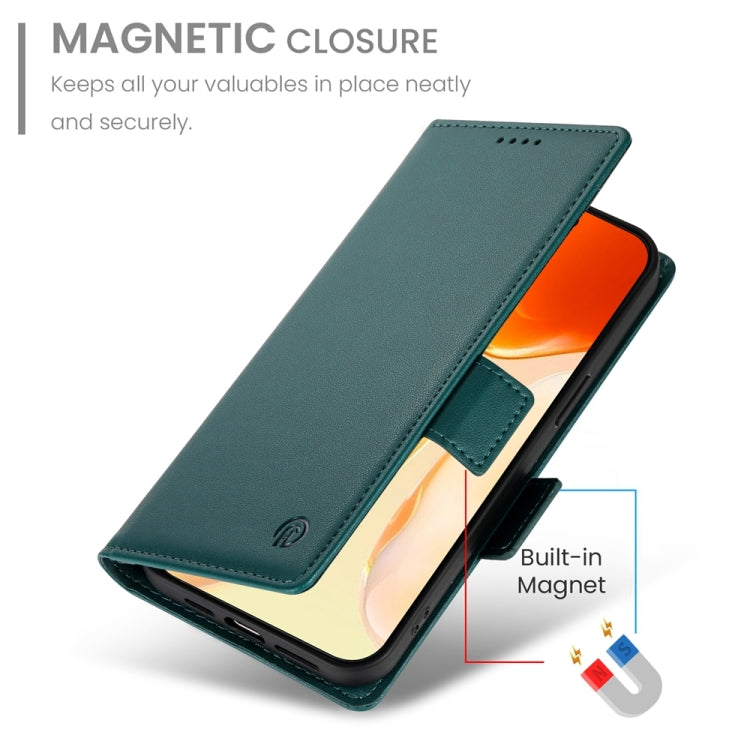 For iPhone 16 Plus Side Buckle Magnetic Frosted Leather Phone Case(Dark Green) - iPhone 16 Plus Cases by buy2fix | Online Shopping UK | buy2fix