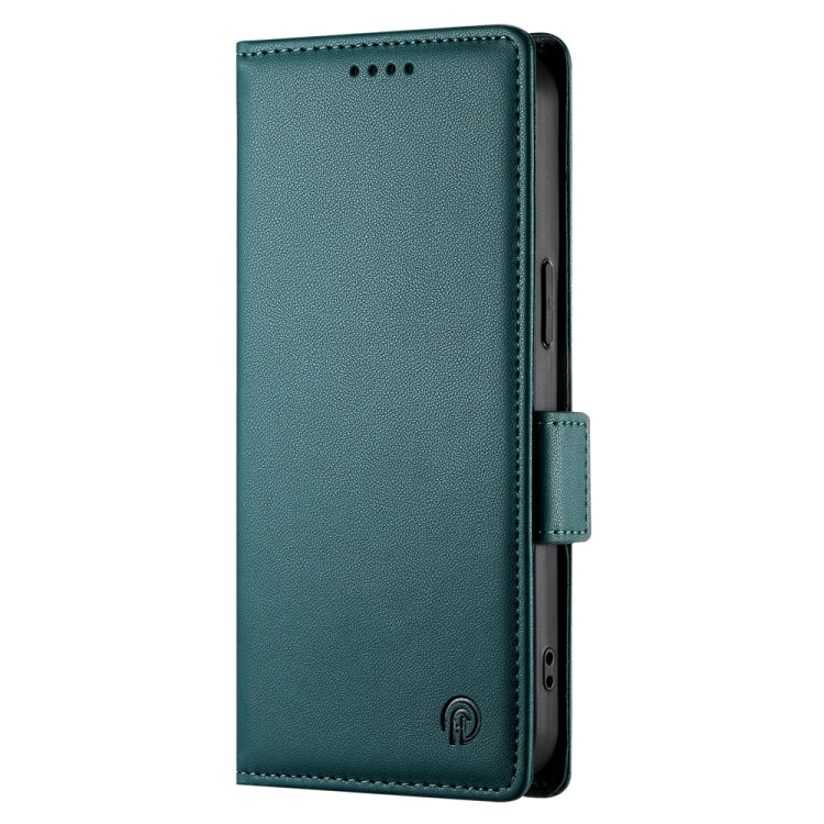 For iPhone 16 Side Buckle Magnetic Frosted Leather Phone Case(Dark Green) - iPhone 16 Cases by buy2fix | Online Shopping UK | buy2fix