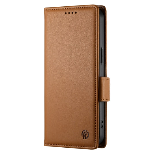 For iPhone 16 Side Buckle Magnetic Frosted Leather Phone Case(Brown) by buy2fix
