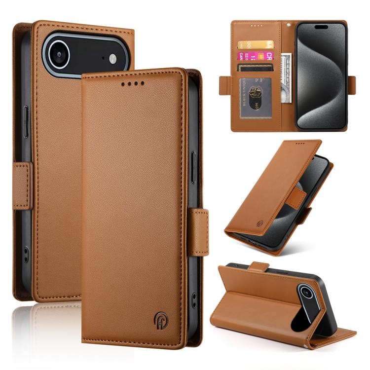 For iPhone Air Side Buckle Magnetic Frosted Leather Phone Case(Brown) - iPhone Air Cases by buy2fix | Online Shopping UK | buy2fix