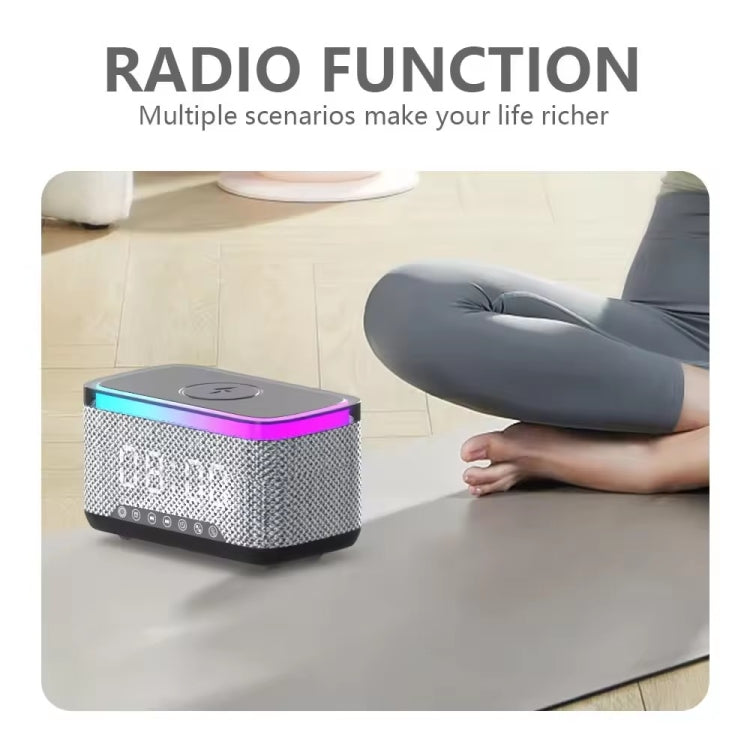 AEC S300 Portable 10W Power Multifunction Bluetooth Speaker Alarm Clock Wireless Charger(White) - Desktop Speaker by AEC | Online Shopping UK | buy2fix