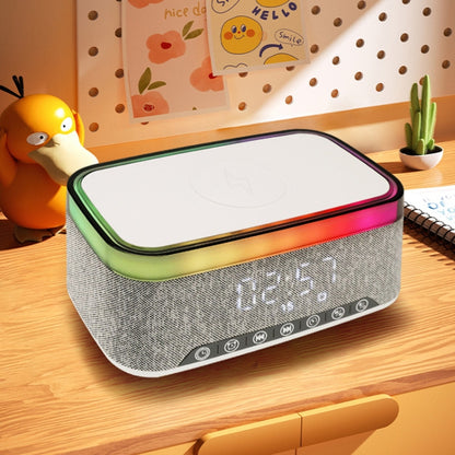 AEC S300 Portable 10W Power Multifunction Bluetooth Speaker Alarm Clock Wireless Charger(White) - Desktop Speaker by AEC | Online Shopping UK | buy2fix