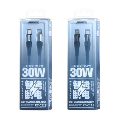 REMAX RC-C116 1.2m 30W Type-C to 8 Pin Smart Power-off Fast Charging Data Cable(Dark Blue) - 2 in 1 Cable by REMAX | Online Shopping UK | buy2fix