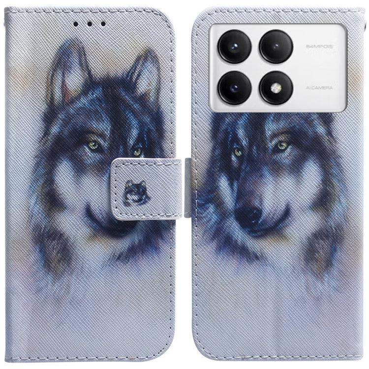 For Xiaomi Redmi K70 Pro / K70 Coloured Drawing Flip Leather Phone Case(White Wolf) - K70 Cases by buy2fix | Online Shopping UK | buy2fix