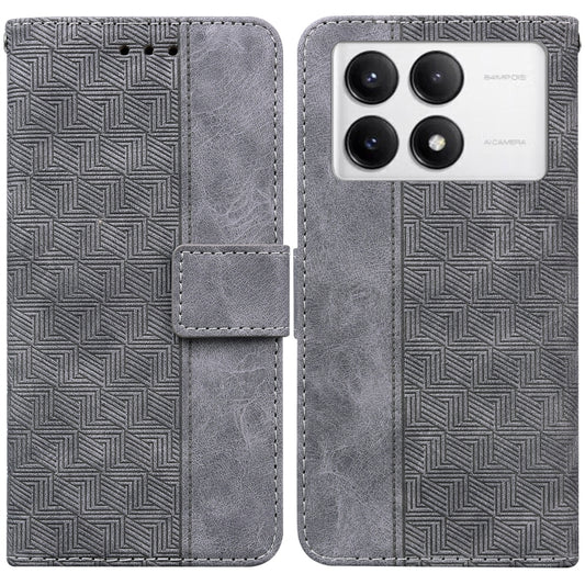 For Xiaomi Redmi K70 Pro / K70 Geometric Embossed Leather Phone Case(Grey) - K70 Cases by buy2fix | Online Shopping UK | buy2fix