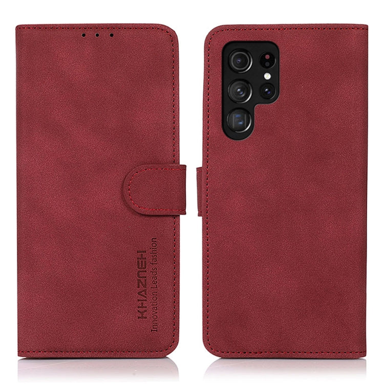 For Samsung Galaxy S25 Ultra 5G KHAZNEH Matte Texture Leather Phone Case(Red) by buy2fix