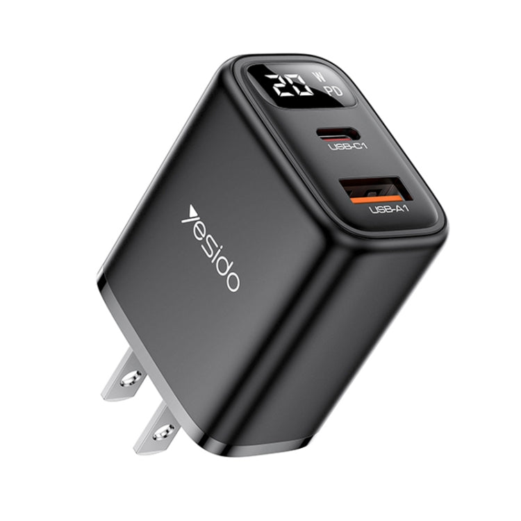 Yesido YC12U 20W USB-C / Type-C + USB Digital Display Charger, Specification:US Plug(Black) - USB Charger by Yesido | Online Shopping UK | buy2fix