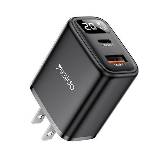 Yesido YC12U 20W USB-C / Type-C + USB Digital Display Charger, Specification:US Plug(Black) - USB Charger by Yesido | Online Shopping UK | buy2fix