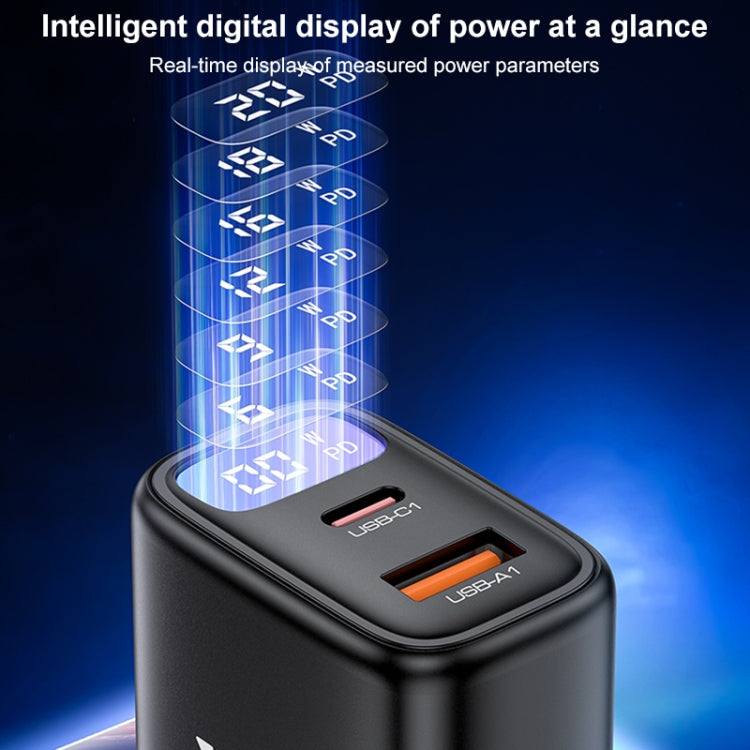 Yesido YC12U 20W USB-C / Type-C + USB Digital Display Charger, Specification:US Plug(Black) - USB Charger by Yesido | Online Shopping UK | buy2fix