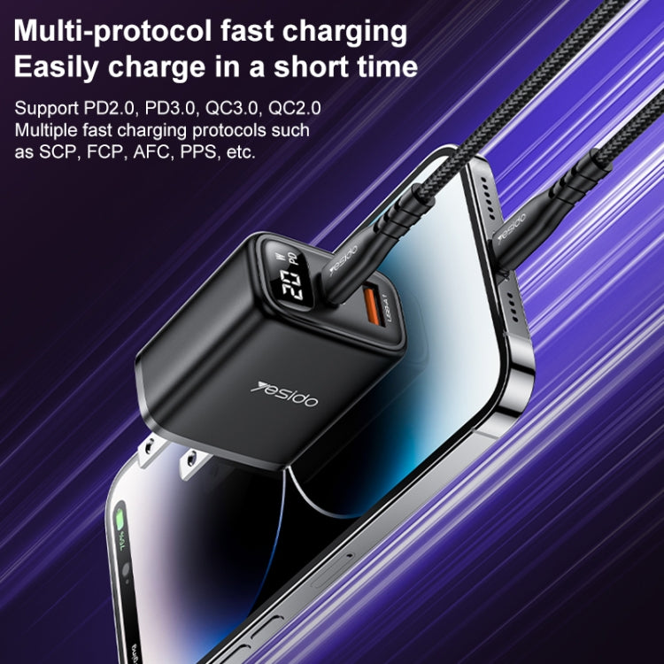 Yesido YC12U 20W USB-C / Type-C + USB Digital Display Charger, Specification:US Plug(Black) - USB Charger by Yesido | Online Shopping UK | buy2fix