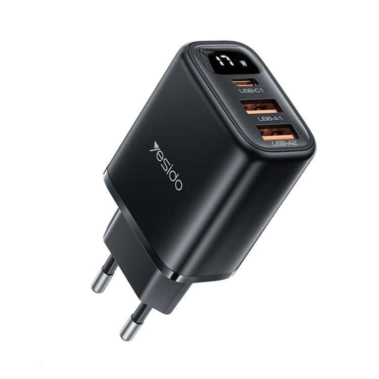 Yesido YC67 17W USB / Type-C + Dual USB Digital Display Charger, Specification:EU Plug(Black) - USB Charger by Yesido | Online Shopping UK | buy2fix