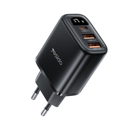 Yesido YC67 17W USB / Type-C + Dual USB Digital Display Charger, Specification:EU Plug(Black) - USB Charger by Yesido | Online Shopping UK | buy2fix
