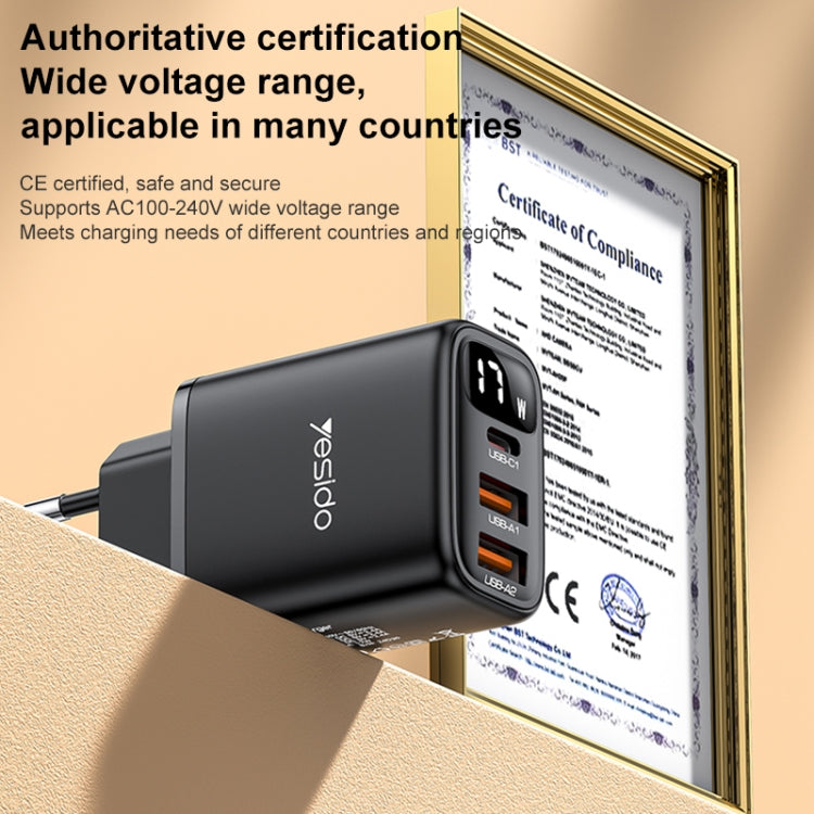 Yesido YC67 17W USB / Type-C + Dual USB Digital Display Charger, Specification:EU Plug(Black) - USB Charger by Yesido | Online Shopping UK | buy2fix