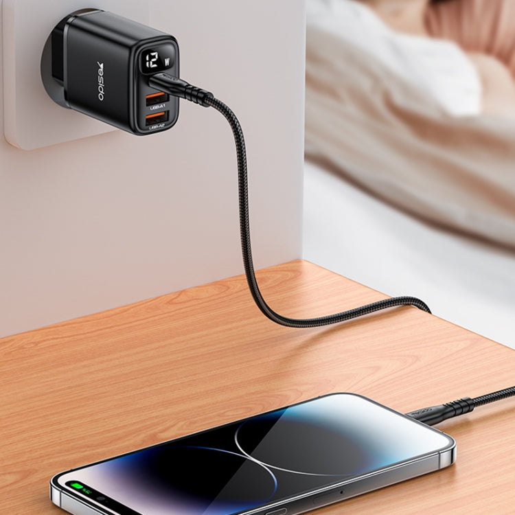 Yesido YC67 17W USB / Type-C + Dual USB Digital Display Charger, Specification:EU Plug(Black) - USB Charger by Yesido | Online Shopping UK | buy2fix