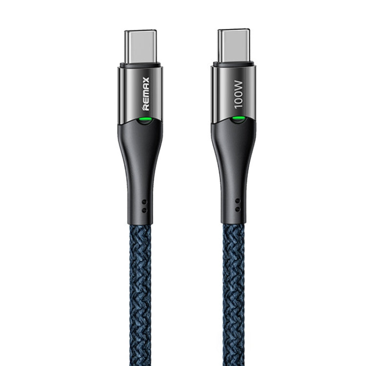 REMAX RC-C115 1.2m 100W Type-C to Type-C Smart Power-off Fast Charging Data Cable(Dark Blue) - USB-C & Type-C Cable by REMAX | Online Shopping UK | buy2fix