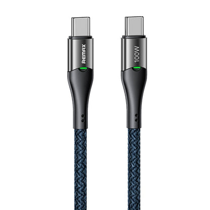 REMAX RC-C115 1.2m 100W Type-C to Type-C Smart Power-off Fast Charging Data Cable(Dark Blue) - USB-C & Type-C Cable by REMAX | Online Shopping UK | buy2fix