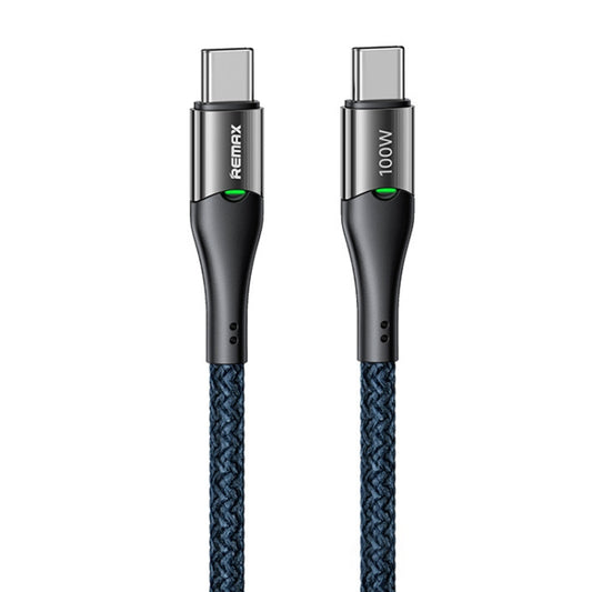 REMAX RC-C115 1.2m 100W Type-C to Type-C Smart Power-off Fast Charging Data Cable(Dark Blue) - USB-C & Type-C Cable by REMAX | Online Shopping UK | buy2fix