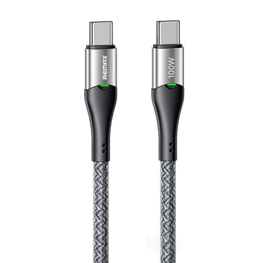 REMAX RC-C115 1.2m 100W Type-C to Type-C Smart Power-off Fast Charging Data Cable(Silver) - USB-C & Type-C Cable by REMAX | Online Shopping UK | buy2fix