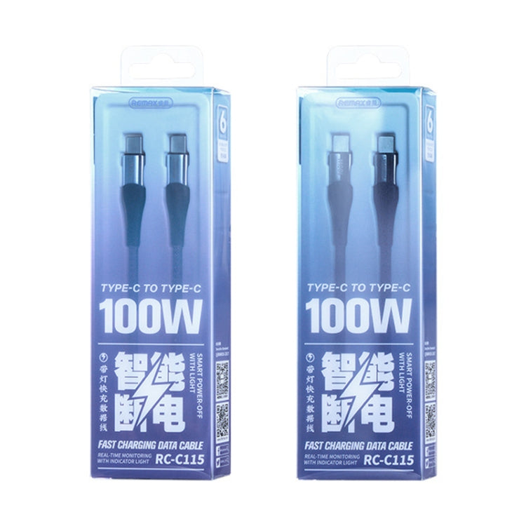 REMAX RC-C115 1.2m 100W Type-C to Type-C Smart Power-off Fast Charging Data Cable(Dark Blue) - USB-C & Type-C Cable by REMAX | Online Shopping UK | buy2fix