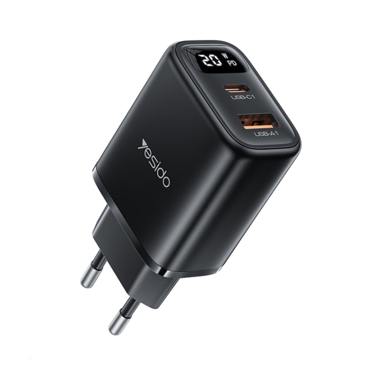 Yesido YC68 20W USB-C / Type-C + USB Digital Display Charger, Specification:EU Plug(Black) - USB Charger by Yesido | Online Shopping UK | buy2fix