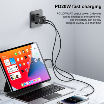 Yesido YC68 20W USB-C / Type-C + USB Digital Display Charger, Specification:EU Plug(Black) - USB Charger by Yesido | Online Shopping UK | buy2fix