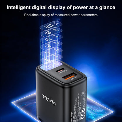 Yesido YC68 20W USB-C / Type-C + USB Digital Display Charger, Specification:EU Plug(Black) - USB Charger by Yesido | Online Shopping UK | buy2fix