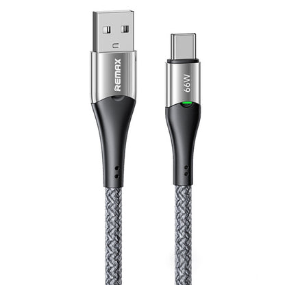 REMAX RC-C117 1.2m 66W USB to Type-C Smart Power-off Fast Charging Data Cable(Silver) - USB-C & Type-C Cable by REMAX | Online Shopping UK | buy2fix