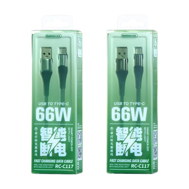 REMAX RC-C117 1.2m 66W USB to Type-C Smart Power-off Fast Charging Data Cable(Dark Blue) - USB-C & Type-C Cable by REMAX | Online Shopping UK | buy2fix
