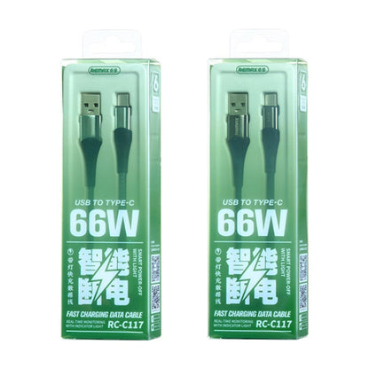 REMAX RC-C117 1.2m 66W USB to Type-C Smart Power-off Fast Charging Data Cable(Silver) - USB-C & Type-C Cable by REMAX | Online Shopping UK | buy2fix