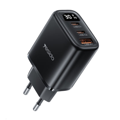 Yesido YC69 30W USB + Dual USB-C / Type-C Digital Display Charger, Specification:EU Plug(Black) - USB Charger by Yesido | Online Shopping UK | buy2fix
