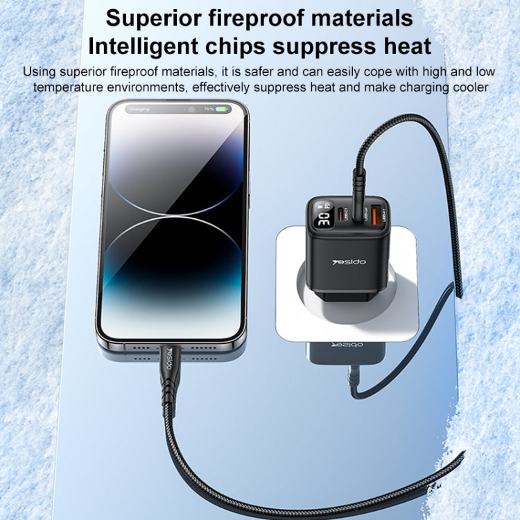 Yesido YC69 30W USB + Dual USB-C / Type-C Digital Display Charger, Specification:EU Plug(Black) - USB Charger by Yesido | Online Shopping UK | buy2fix