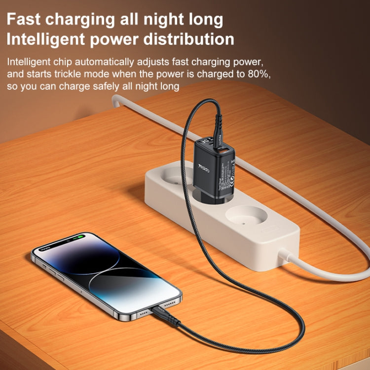 Yesido YC69 30W USB + Dual USB-C / Type-C Digital Display Charger, Specification:EU Plug(Black) - USB Charger by Yesido | Online Shopping UK | buy2fix