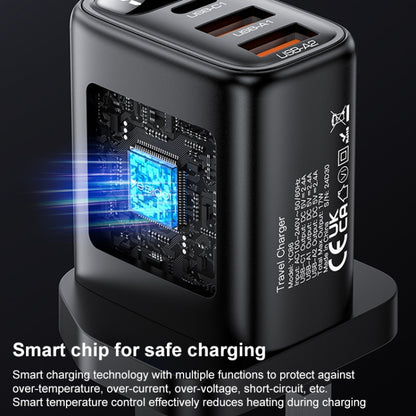 Yesido YC86 17W USB-C / Type-C + Dual USB Digital Display Charger, Specification:UK Plug(Black) - USB Charger by Yesido | Online Shopping UK | buy2fix