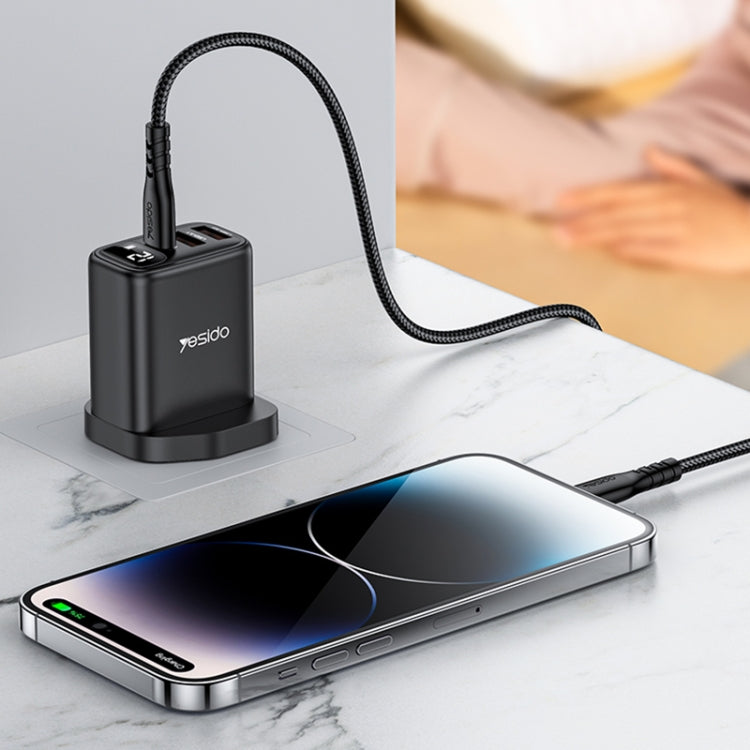 Yesido YC86 17W USB-C / Type-C + Dual USB Digital Display Charger, Specification:UK Plug(Black) - USB Charger by Yesido | Online Shopping UK | buy2fix