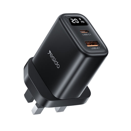 Yesido YC87 PD 20W USB-C / Type-C + USB Digital Display Charger, Specification:UK Plug(Black) - USB Charger by Yesido | Online Shopping UK | buy2fix