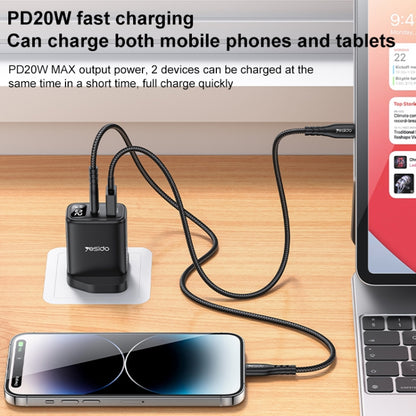 Yesido YC87 PD 20W USB-C / Type-C + USB Digital Display Charger, Specification:UK Plug(Black) - USB Charger by Yesido | Online Shopping UK | buy2fix