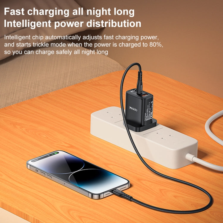 Yesido YC87 PD 20W USB-C / Type-C + USB Digital Display Charger, Specification:UK Plug(Black) - USB Charger by Yesido | Online Shopping UK | buy2fix