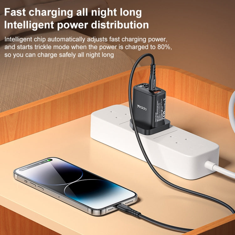 Yesido YC88 30W USB + Dual USB-C / Type-C Digital Display Charger, Specification:UK Plug(Black) - USB Charger by Yesido | Online Shopping UK | buy2fix