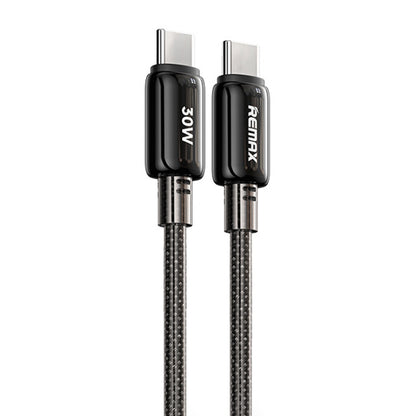 REMAX RC-C036 1.2m 30W Type-C to Type-C Transparent Braided Fast Charging Cable(Black) - USB-C & Type-C Cable by REMAX | Online Shopping UK | buy2fix