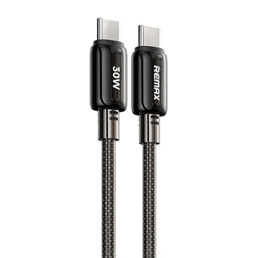 REMAX RC-C036 1.2m 30W Type-C to Type-C Transparent Braided Fast Charging Cable(Black) - USB-C & Type-C Cable by REMAX | Online Shopping UK | buy2fix