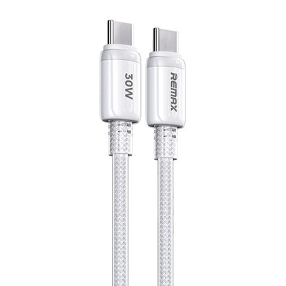 REMAX RC-C036 1.2m 30W Type-C to Type-C Transparent Braided Fast Charging Cable(White) - USB-C & Type-C Cable by REMAX | Online Shopping UK | buy2fix