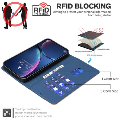 For iPhone 16 Color Matching RFID Anti-theft Leather Phone Case(Blue) - iPhone 16 Cases by buy2fix | Online Shopping UK | buy2fix